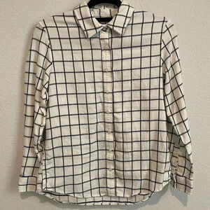 Lands’ End Long Sleeve Shirt Womens Extra Small Black and White